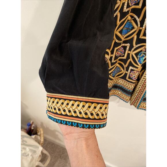 VTG Diane Gilman Size 1X Button Up Silk Blouse in Geometric print design - Picture 4 of 10